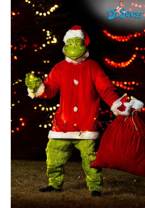 The Grinch Santa Deluxe Jumpsuit with Mask Costume for Men