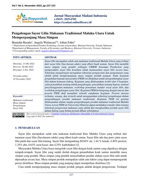 (PDF) Pengalengan Sayur Lilin Makanan Tradisional Maluku Utara Untuk ...