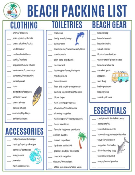 Free Printable Beach Packing List - FREE PRINTABLE TEMPLATES