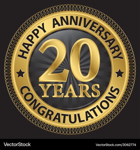 20 years happy anniversary congratulations gold Vector Image