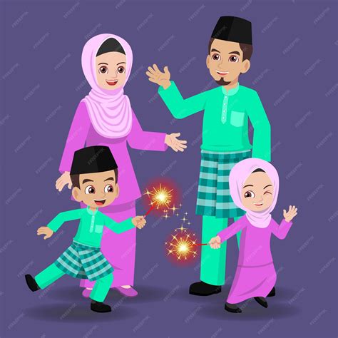 Gambar Suasana Perayaan Hari Raya Aidilfitri Kartun Hari Raya Cartoon ...