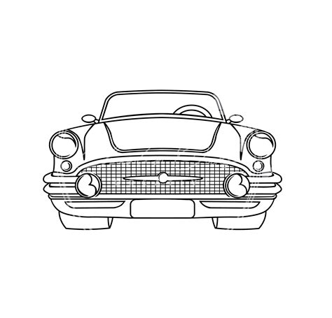 Classic Car/vehicle Front View Line Drawing/illustration SVG PNG ...