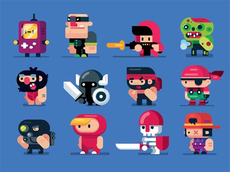 Game Design Characters, Flat Design Illustrations | Game character ...