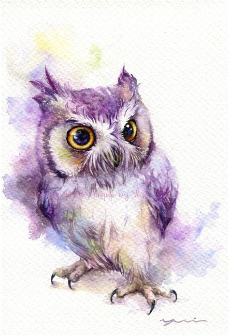 PRINT owl Watercolor painting 7.5 x 11 | Etsy in 2020 | Owl watercolor ...