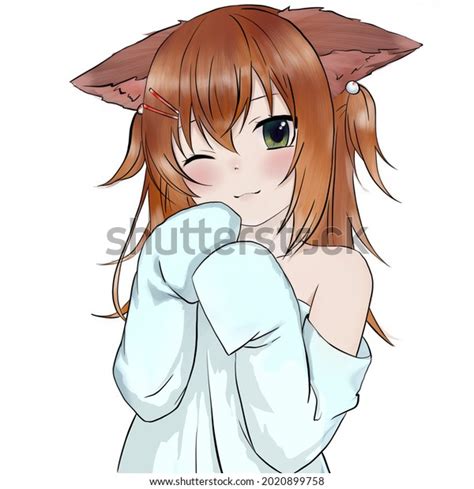 Anime Girl Cat Ears On White Stock Illustration 2020899758 | Shutterstock