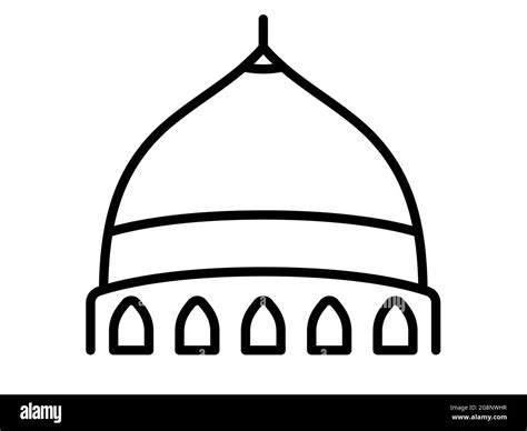 mosque dome single isolated icon with outline style vector illustration ...