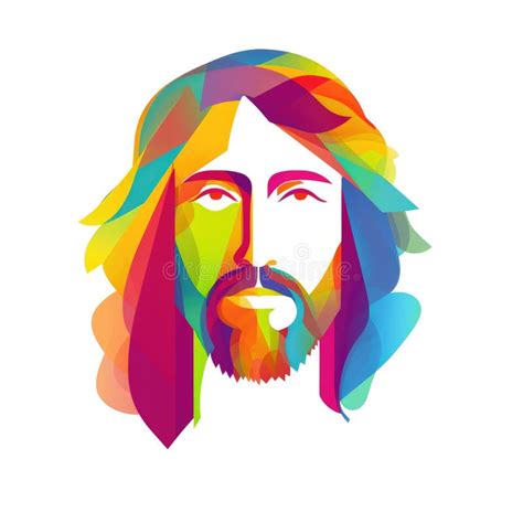 Colorful Abstract Painting of Jesus Christ As a Man with a Mustache ...