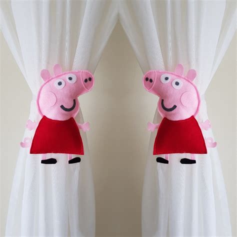 Peppa pig Curtain Tie-backs Peppa Curtain Tiebacks Felt pig | Etsy