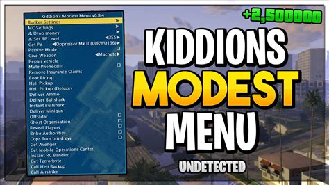 Free Hack for GTA V Online Kiddion's Modest External Menu