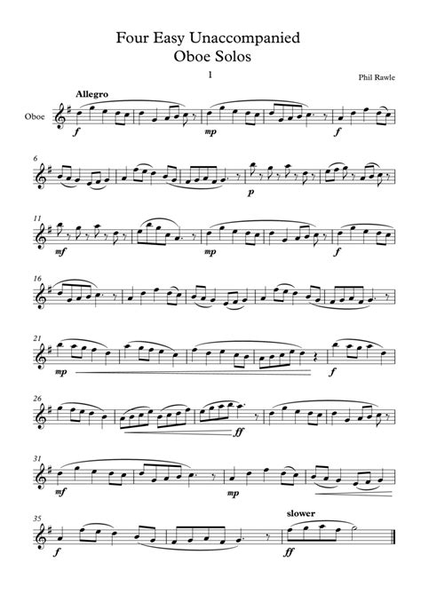 Four Easy Unaccompanied Oboe Solos by Phil Rawle Sheet Music for Oboe ...