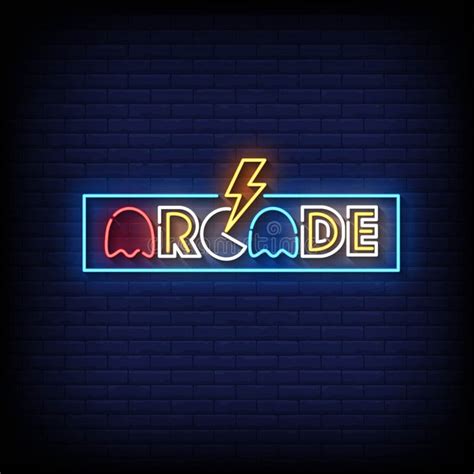 Neon Sign Arcade with Brick Wall Background Vector Stock Vector ...