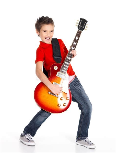 White Boy Sings And Plays On The Electric Guitar Stock Photo - Image of ...