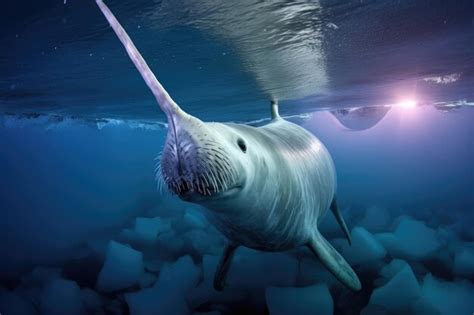 Premium AI Image | A narwhal swimming gracefully in its natural Arctic ...