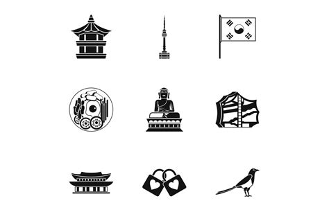 Tourism in South Korea Icons Set, Simple Graphic by ylivdesign ...