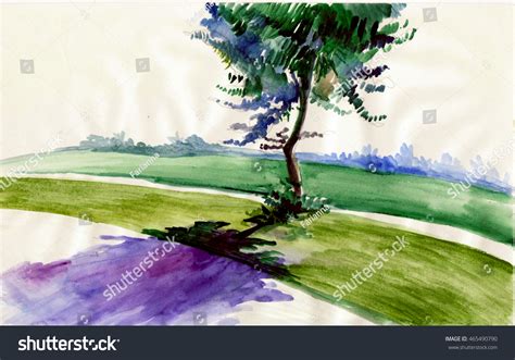 Watercolor Painting Illustration Colored Poster Wallpaper Stock ...