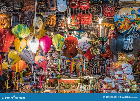 Masks, Lanterns, and Other Souvenirs in Shop in Ben Thanh Market - - Ho ...