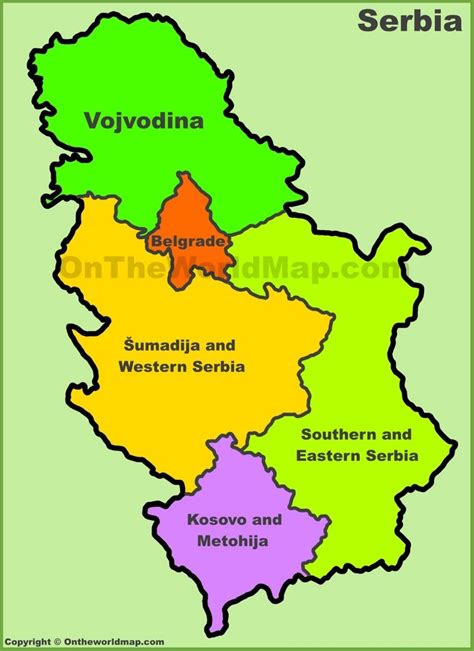 Statistical regions map of Serbia | Map, Serbia, Vojvodina