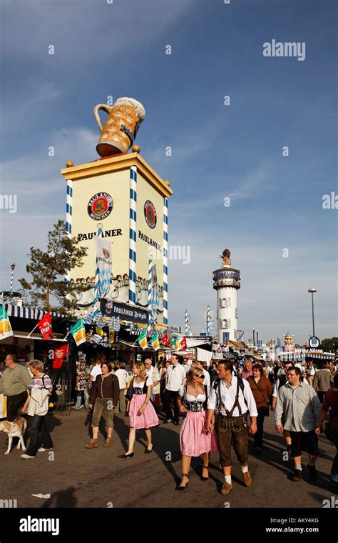 Oktoberfest, Paulaner beer tent, Munich beer festival, Bavaria, Germany ...