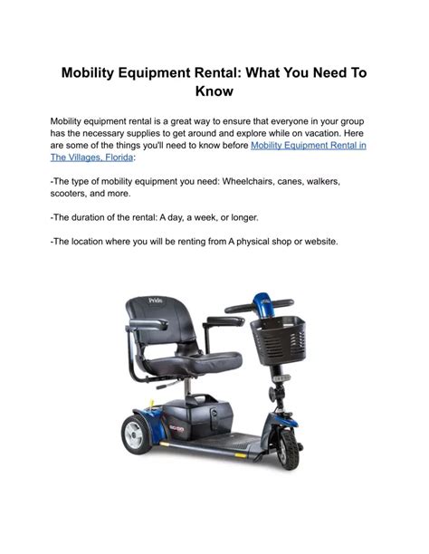 PPT - Mobility Equipment Rental: What You Need To Know PowerPoint ...