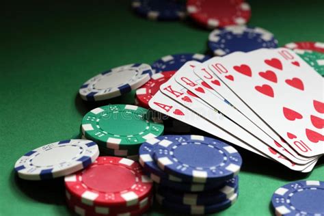 Royal flush poker hand stock image. Image of focus, green - 11452325