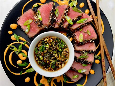 SESAME CRUSTED AHI TUNA WITH GINGER SOY DIPPING SAUCE - Dish off the ...