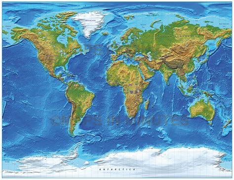 Digital vector, royalty free, World relief map in the Gall projection ...