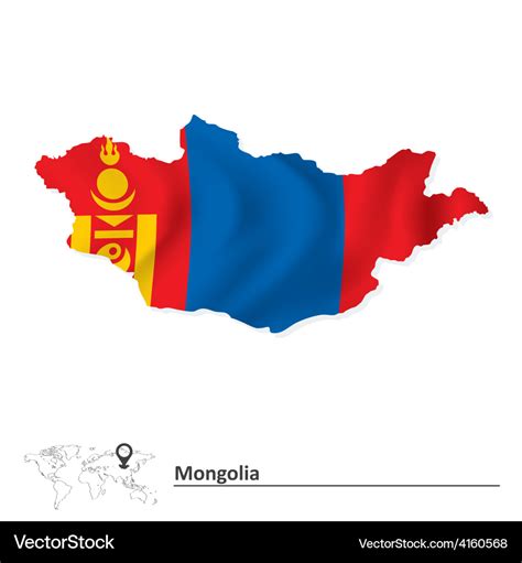 Map of mongolia with flag Royalty Free Vector Image