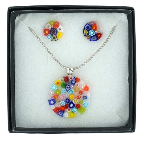 Murano Glass Necklace and Earrings Sets | Murano Glass Millefiori ...