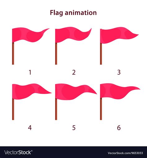 Red triangle shape flag waving animation sprites Vector Image