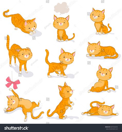 un lindo gato en varias poses.: vector de stock (libre de regalías ...