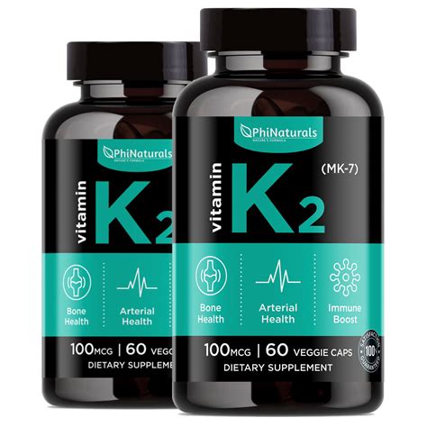 Vitamin K2 - MK7 Supplement (Pack of 2) Capsules by Phi Naturals ...