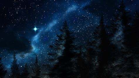 Starlit Serenity: A Stunning HD Wallpaper of Nature at Night