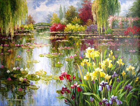 Claude Monet Colorful Water Lily Pond Repro 3, Hand Painted Oil ...