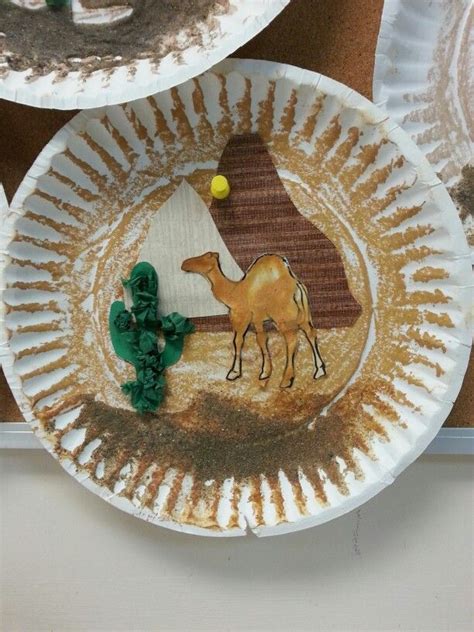 Desert craft: brown chalk on a paper plate, brown wallpapers cut into ...