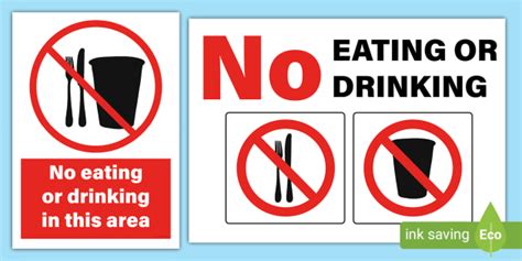 FREE! - No Eating Drinking Sign Posters | Signage | Twinkl