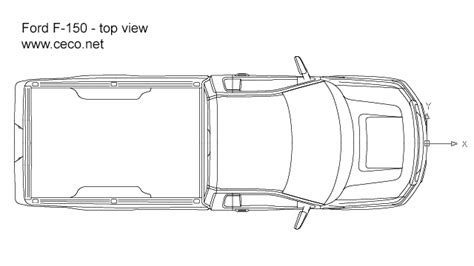 Autocad drawing F150 Ford pick-up regular cab top view dwg