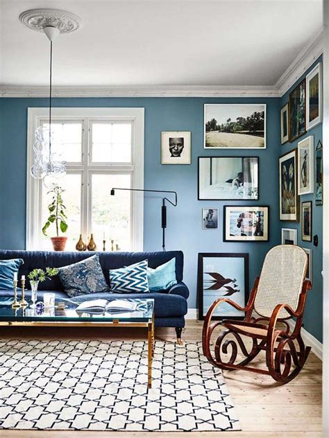 Living room with different shades of blue and some bright colours - 35 ...