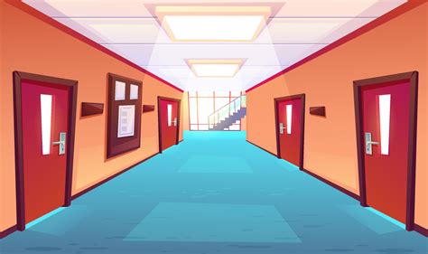 School corridor, hallway of college or university 16914469 Vector Art ...