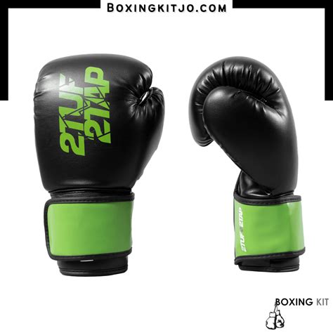 Black Boxing Gloves With Green Print - boxingkitjo