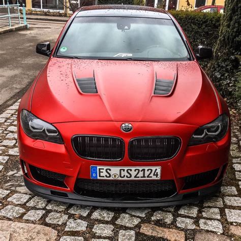 Custom BMW 5-Series F10 Red Wrap-Slammed - ModifiedX