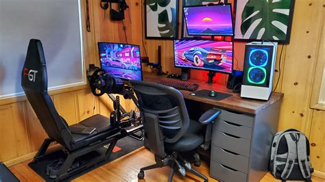 Finally added a Sim Rig to my Battlestation | Gaming room setup, Video ...