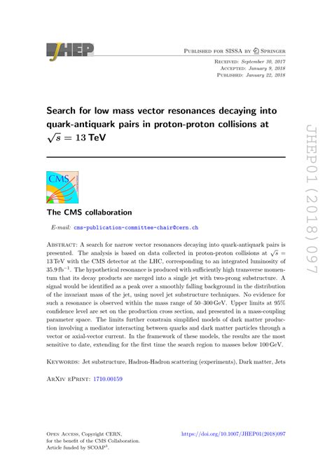 (PDF) Search for low mass vector resonances decaying into quark ...