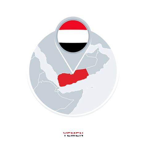 Premium Vector | Yemen map and flag vector map icon with highlighted Yemen