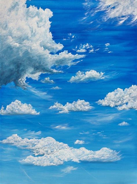 blue skies happy clouds | Sky art painting, Sky painting, Sky art