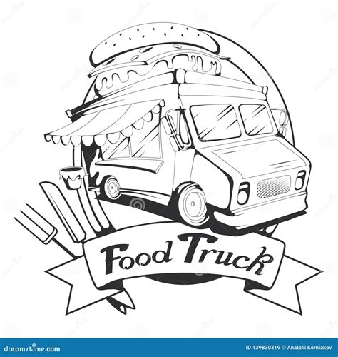 Food Truck Logo. Vector Graphic Stock Vector - Illustration of lunch ...