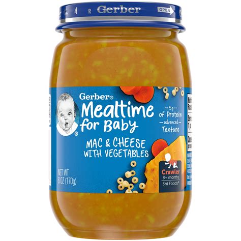 Gerber 3rd Foods Stage 3 Baby Food Macaroni and Cheese Vegetable, 6 oz ...