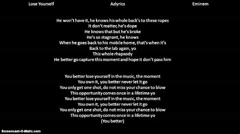 Eminem- Lose Yourself lyrics - YouTube