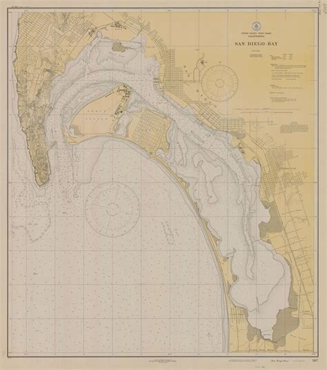 San Diego Bay Map - 1932 | Historical maps, San diego, Map