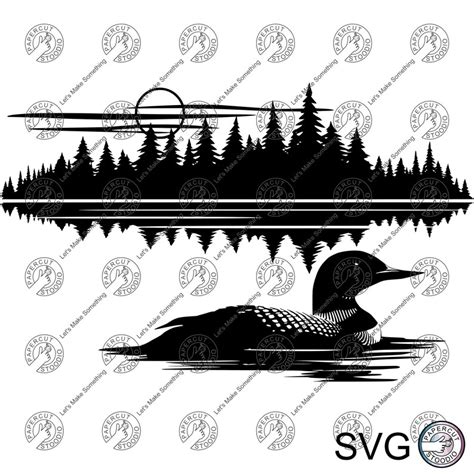 Lake Loon Scene Svg Lake and Forest Scene Svg Files for DIY - Etsy Finland