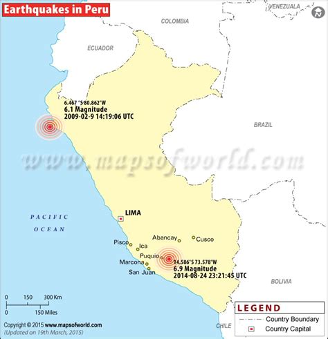 Peru Earthquake Map | Areas affected by Earthquakes in Peru